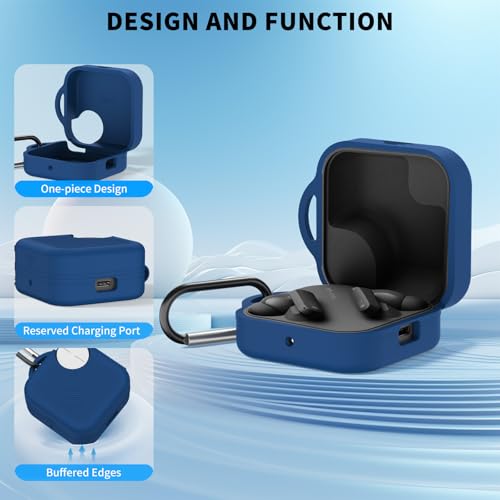 Wacanc Silicone Cover Case for CMF Buds Pro 2,Protective Earbuds Sleeve Compatible with CMF by Nothing Buds Pro 2,Shockproof Scratch-Resistant Protective Case with Carabiner (DEEP Blue) - Image 5