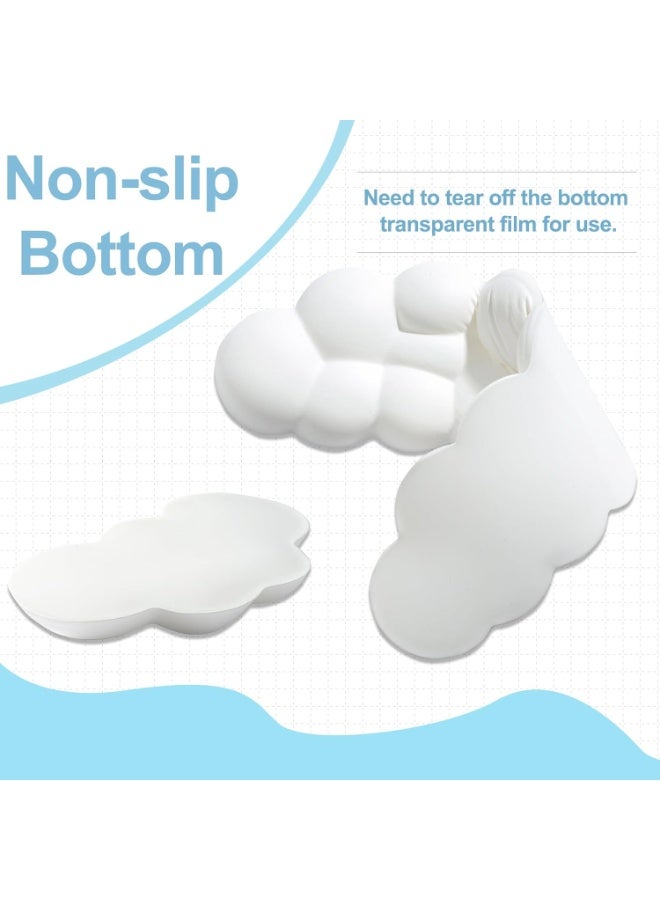 White Cloud-Shaped Keyboard & Mouse Wrist Rest Set, Leather Surface Non-Slip Base Palm Support Pad, Pain Relief Wrist Cushion for PC Gaming Office Laptop Use - Image 2