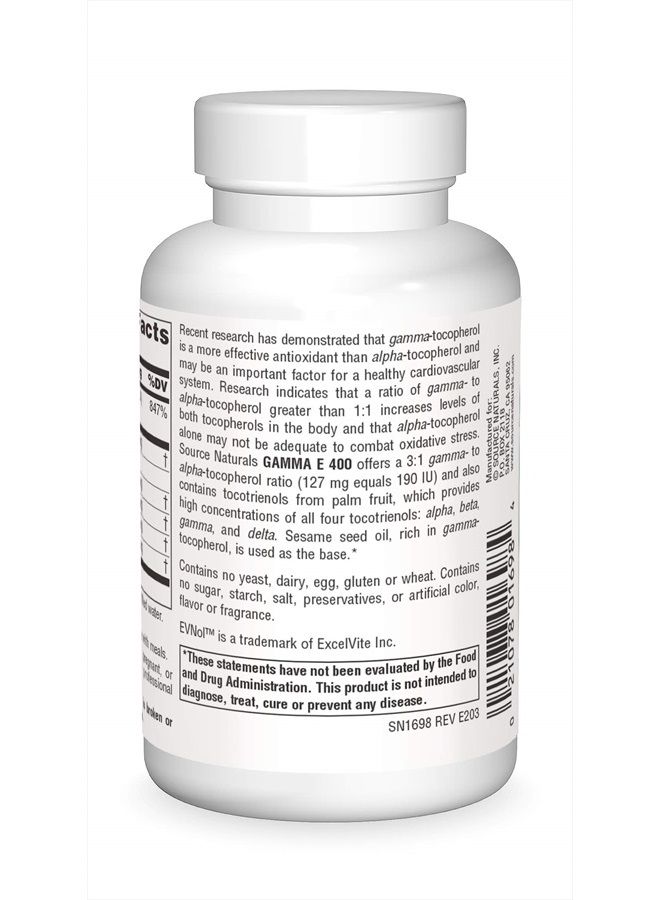 SOURCE NATURALS Gamma E Complex 400 Mg Soft Gel, 60 Count - Image 2