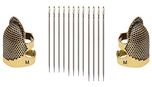 Krisah Combo of Self Threading Needles(Pack of 12) & Brass Thimble (2, Medium) - Image 1