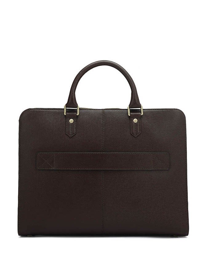 Da Milano Leather Brown Laptop Bag with Adjustable Shoulder Strap - Image 4