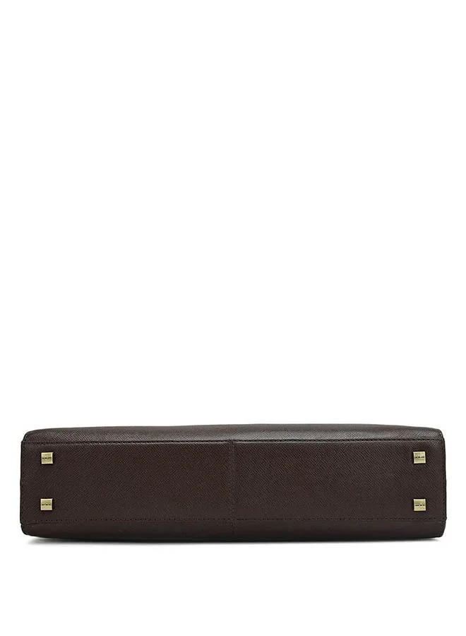 Da Milano  Leather Brown Laptop Bag with Adjustable Shoulder Strap for Men | Best Price UAE