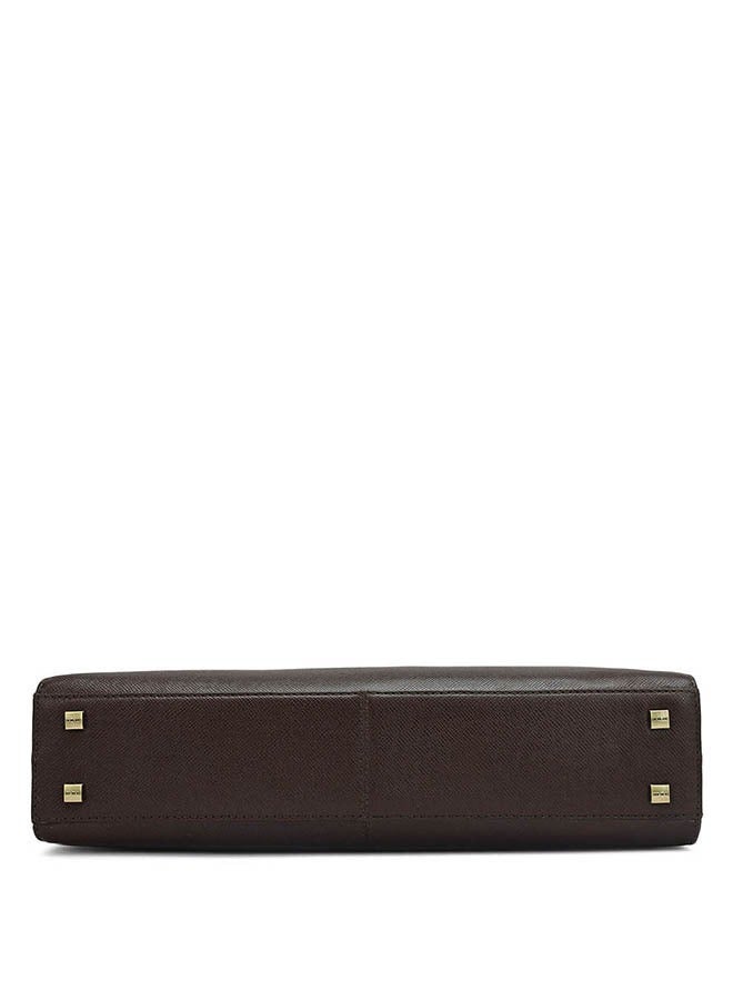 Da Milano Leather Brown Laptop Bag with Adjustable Shoulder Strap - Image 5