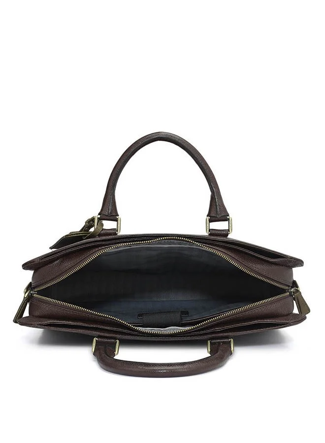 Da Milano  Leather Brown Laptop Bag with Adjustable Shoulder Strap for Men | Best Price UAE