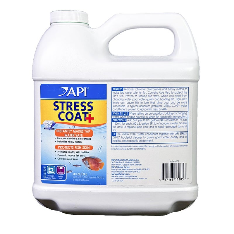 API STRESS COAT Aquarium Water Conditioner 64-Ounce Bottle - Image 1
