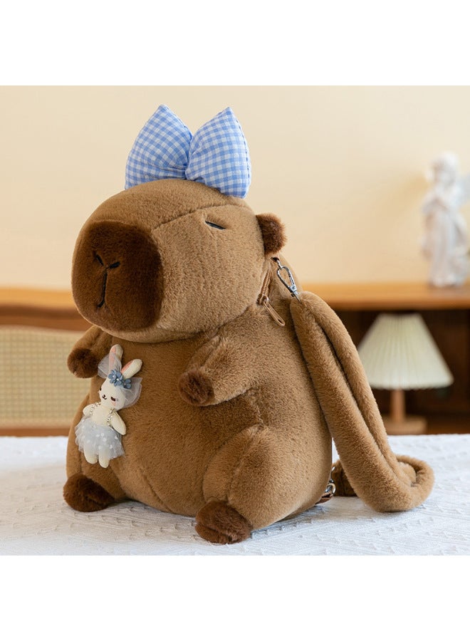 Explosions Capybara Backpack Plush Toy Creative Kapibala Backpack Fashionable Small Bag Girl Gift-Colour:Hug Rabbit Style -High:35cm 【0.35kg】 - Image 1