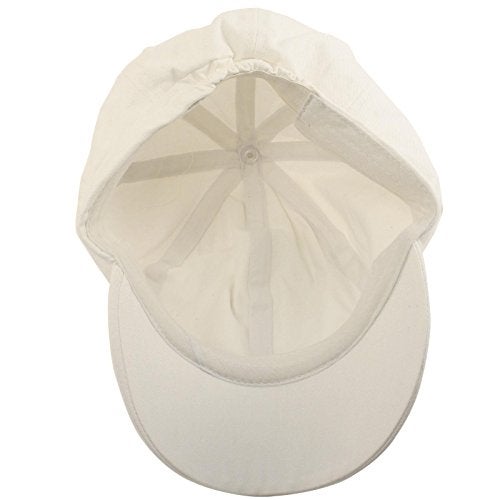 SK Hat shop Summer 100% Cotton Plain Blank 6 Panel Newsboy Gatsby Apple Cabbie Cap Hat White, one size - Image 3