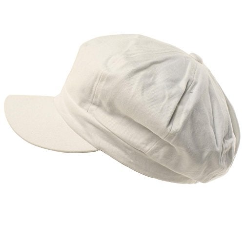 SK Hat shop Summer 100% Cotton Plain Blank 6 Panel Newsboy Gatsby Apple Cabbie Cap Hat White, one size - Image 1