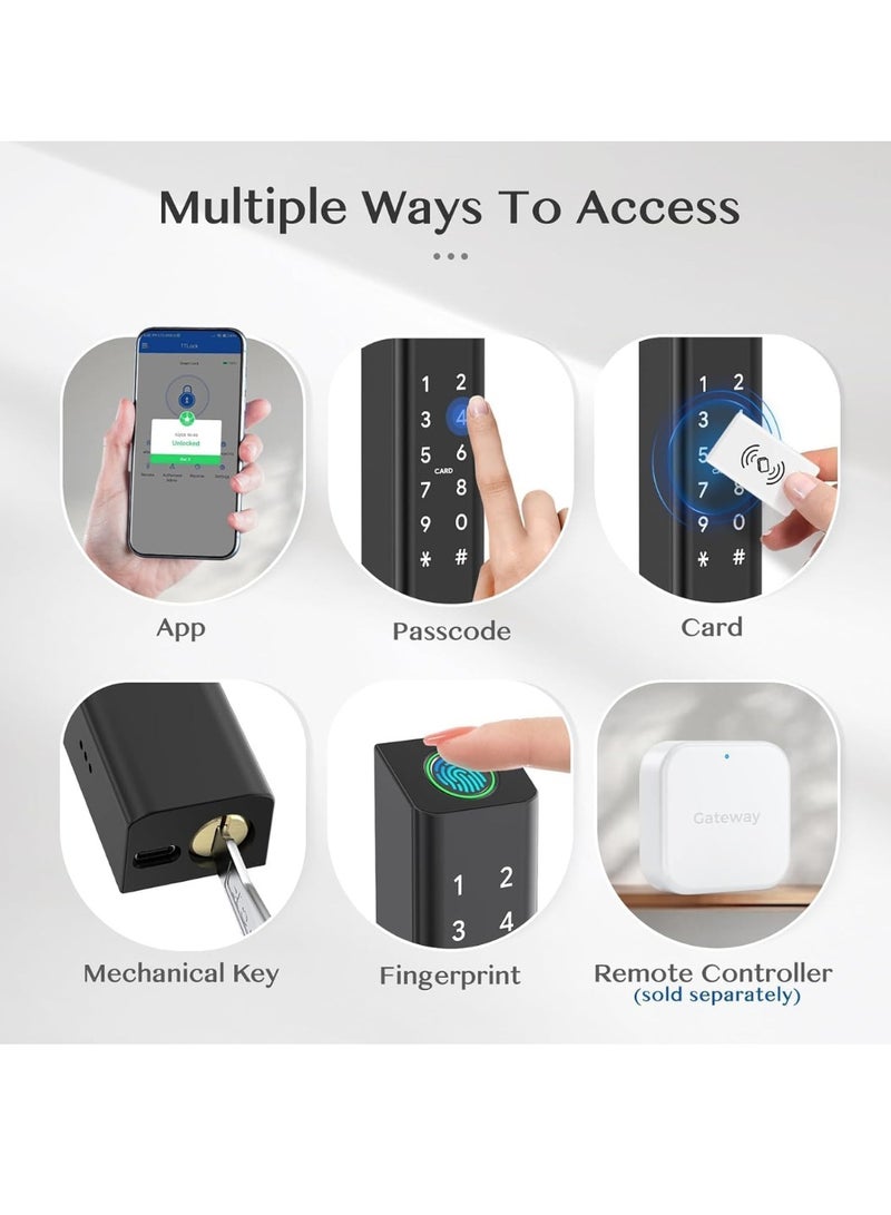 KNP KNP Electronic Smart Door Lock For Aluminium Door with 5 Functions- Fingerprint, Passcode, Mobile App, Smart IC Card, Metal Key for both Indoors and Outdoors (2 YEARS WARRANTY) 10 x 15 x 10 cm  - Image 2