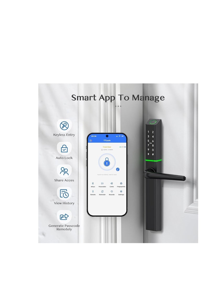 KNP KNP Electronic Smart Door Lock For Aluminium Door with 5 Functions- Fingerprint, Passcode, Mobile App, Smart IC Card, Metal Key for both Indoors and Outdoors (2 YEARS WARRANTY) 10 x 15 x 10 cm  - Image 3