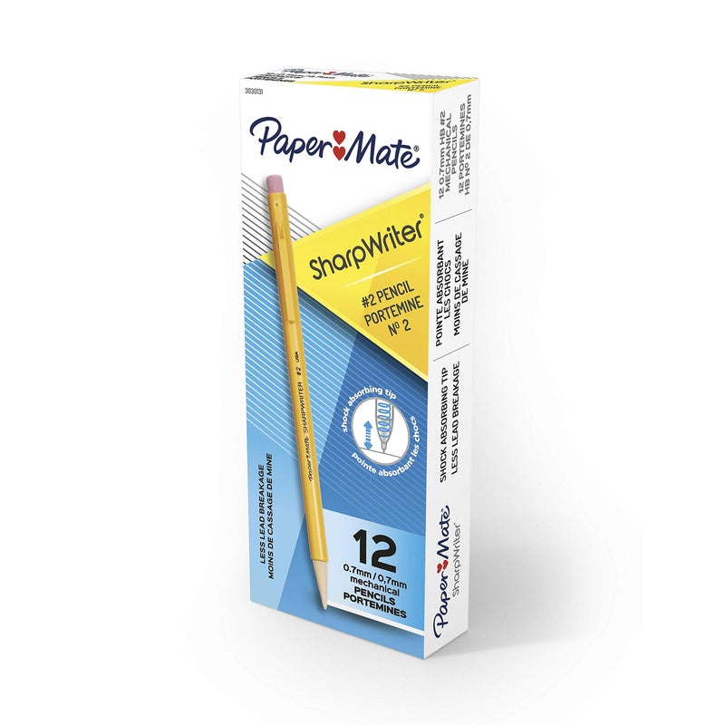 Paper Mate SharpWriter Mechanical Pencils, 0.7mm, HB #2, Yellow, 12 Count - Image 1