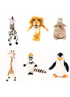 Madagascar Deer Doll Simulation Giraffe Plush Toy Large Hippo Lion Lemur Doll Ragdoll-Specifications:Medium About 30cm-Color:One Set Of Motor