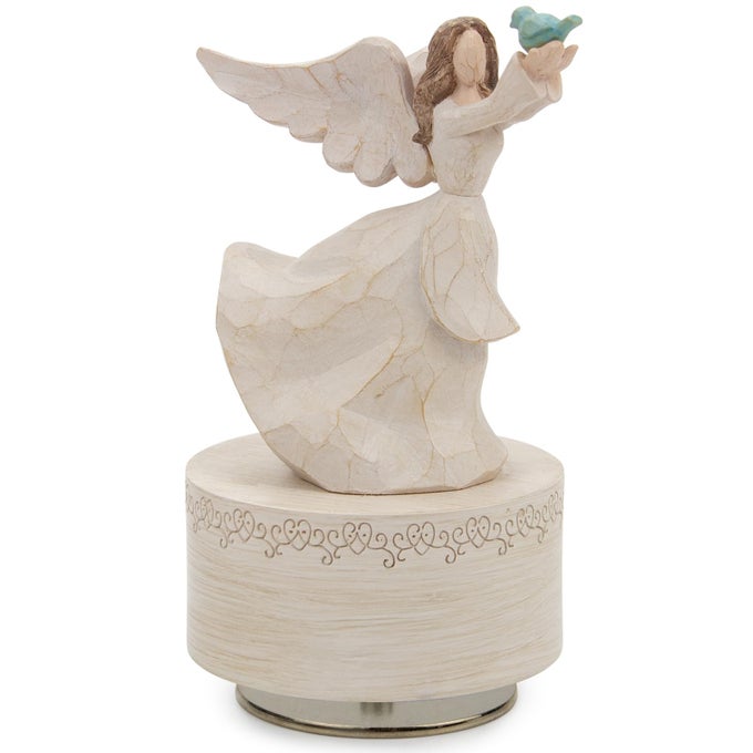Music Box Guardian Angel Musical Box Figurine Holding Dove Sculpted HandPainted Music Boxes Figures Wind Up Angel Musical Boxes for Women Girls in Christmas Birthday Anniversary