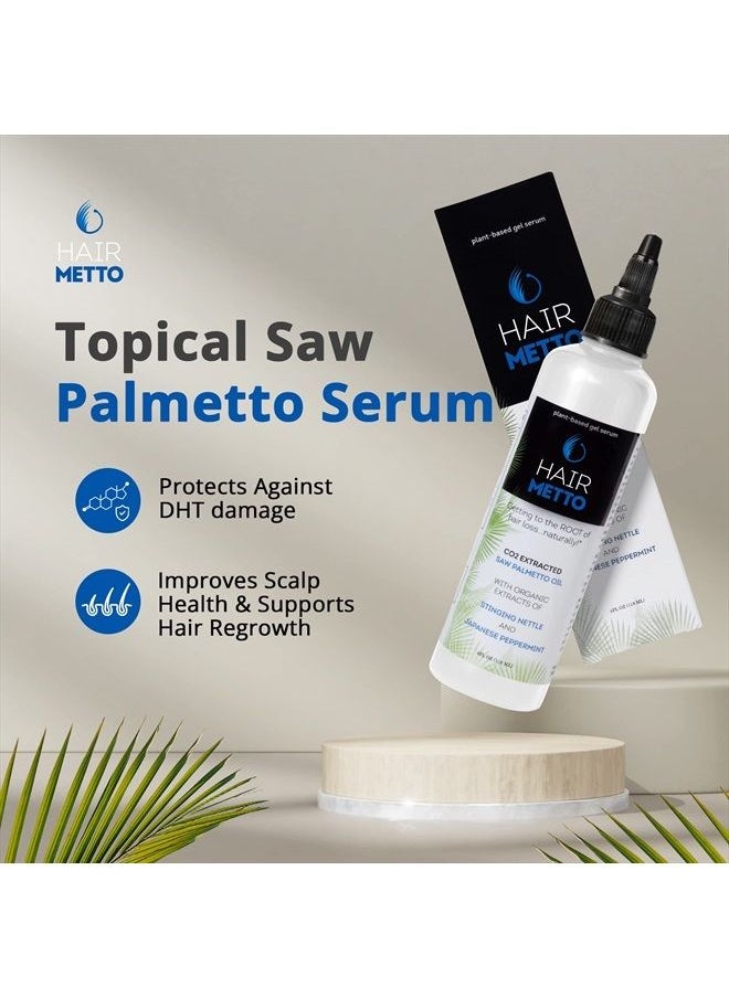 HAIRMETTO - ® Topical Hair Serum for Hair Regrowth, Hair Loss Products with Extracted Saw Palmetto Oil for Bald Spots, Soothes Dry and Itchy Scalp, Non-Oily, Peppermint Scent, 118 mL Bottle - Image 1