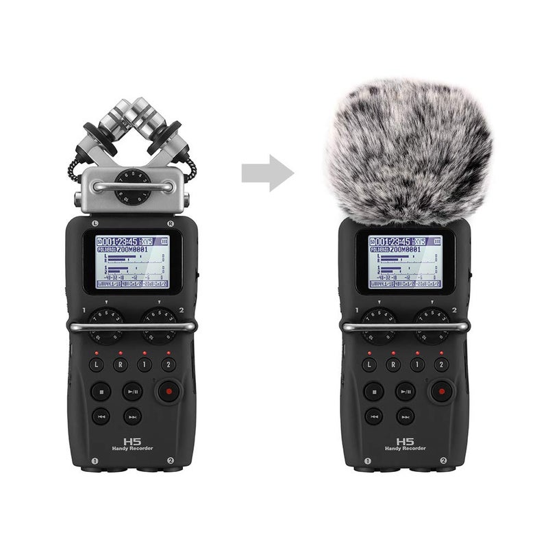 ChromLives Furry Windscreen Muff, Mic Cover Wind Muff, Outdoor Microphone Wind Cover Compatible with Zoom H5 H6 and More, Grey - Image 2