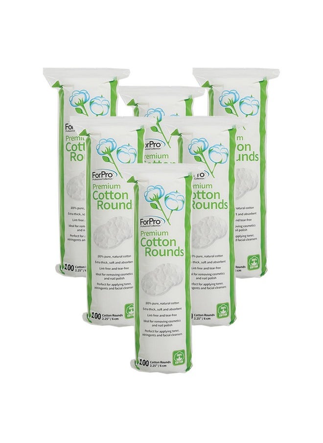 ForPro Professional Collection ForPro Premium Cotton Rounds, 100% Cotton, Non-Tearing, Lint-Free, for Cosmetic, Nail, and Personal Use, 2.25ââ‚¬Â, 600-Count (Pack of 6-100 Cotton Rounds)  - Image 1