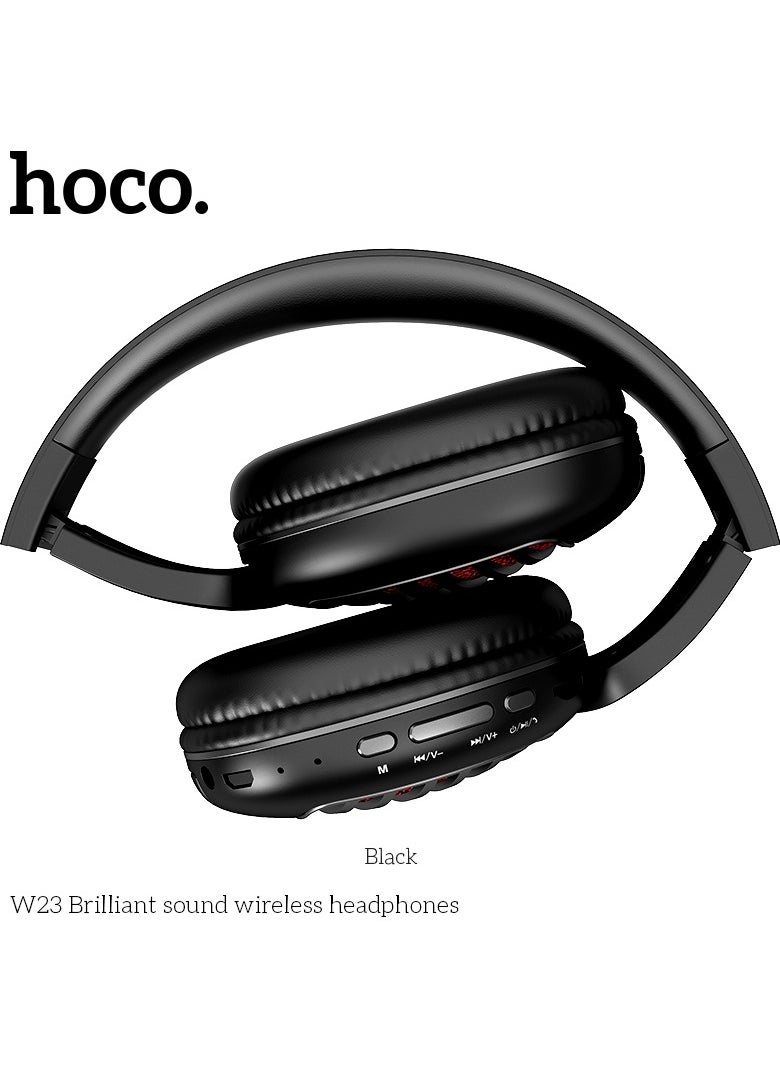 hoco. HOCO W23 Brilliant Sound Foldable Wireless and Wired Headphones with Mic Support TF Card And AUX Mode, Compatible Mobile Phones, Tablets, Laptop and Computer  - Image 1