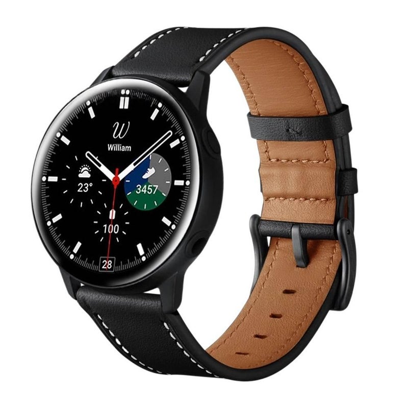 QX سوار ساعة ذكية سوار جلدي كلاسيكي متوافق مع Samsung Galaxy Watch 7 بملاءمة قابلة للتعديل وحزام بديل للاستخدام اليومي باللون أزرق قابل للتعديل باللون الأزرق - Image 5