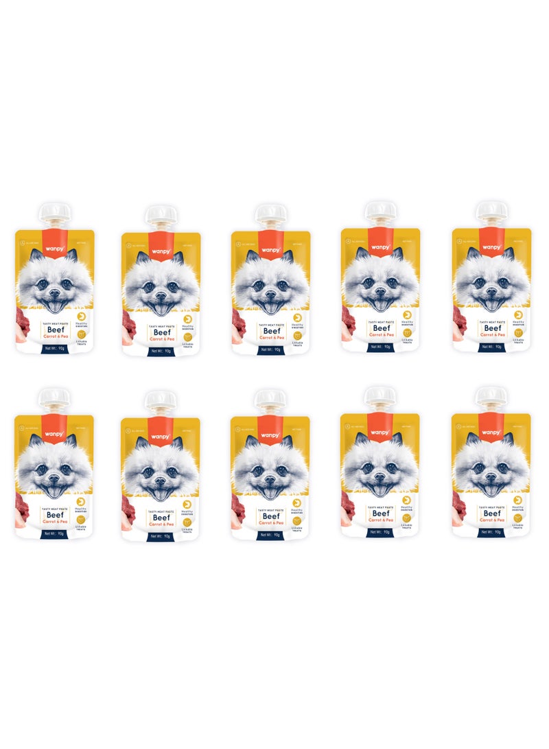 Wanpy Tasty Meat Paste Beef with Carrot & Pea for Dogs 90g 1 Box 10 Pcs - Image 1