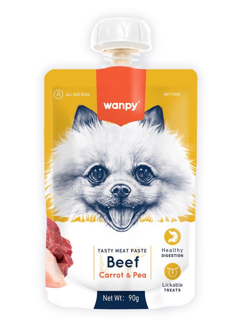 Wanpy Tasty Meat Paste Beef with Carrot & Pea for Dogs 90g 1 Box 10 Pcs - Image 2