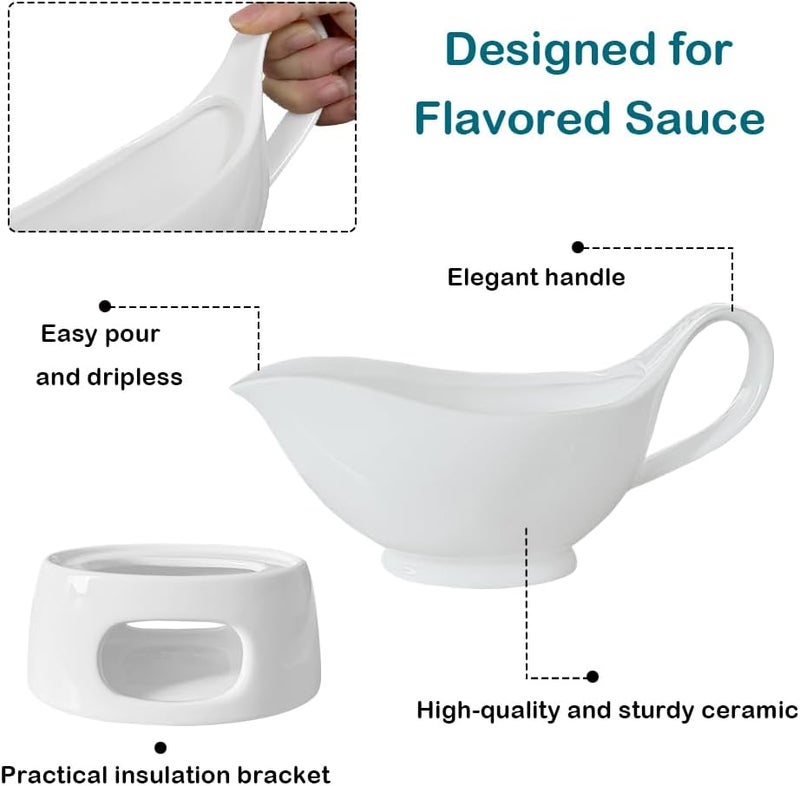 Qlans Large White Gravy Boat, 20oz hot sauce, salad dressing, milk, microwave and refrigerator safety - Image 5