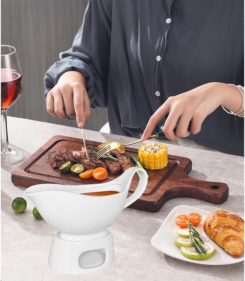 Qlans Large White Gravy Boat, 20oz hot sauce, salad dressing, milk, microwave and refrigerator safety - Image 4