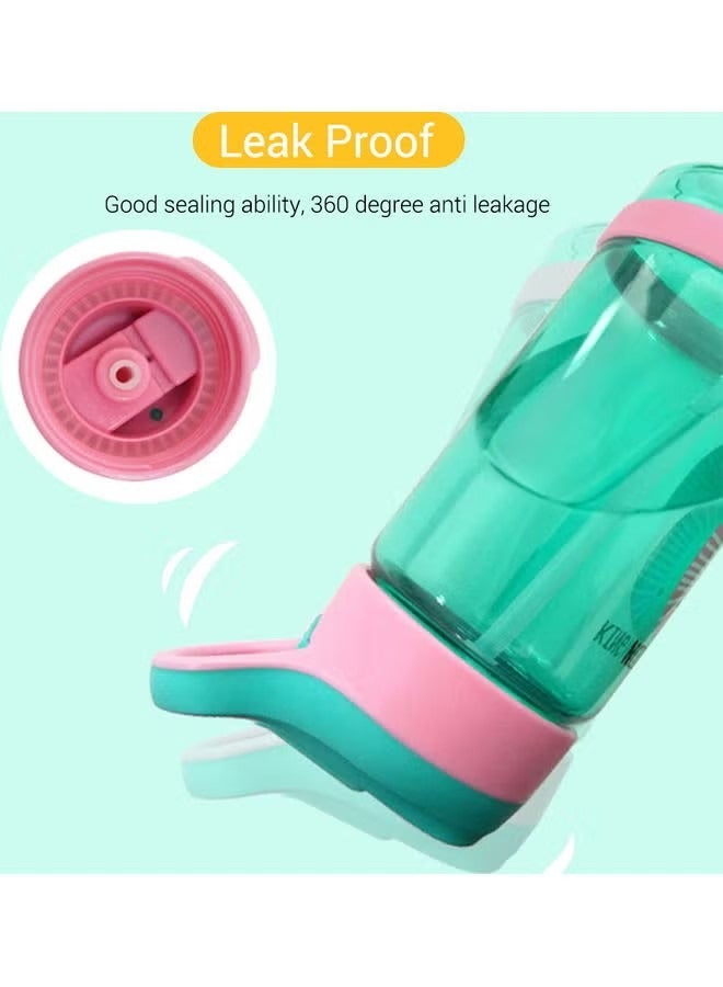 Goolsky Kids Water Bottle with Straw and Built in Carrying Loop Made of Durable Plastic, Leak-Proof Design for Travel - Image 2