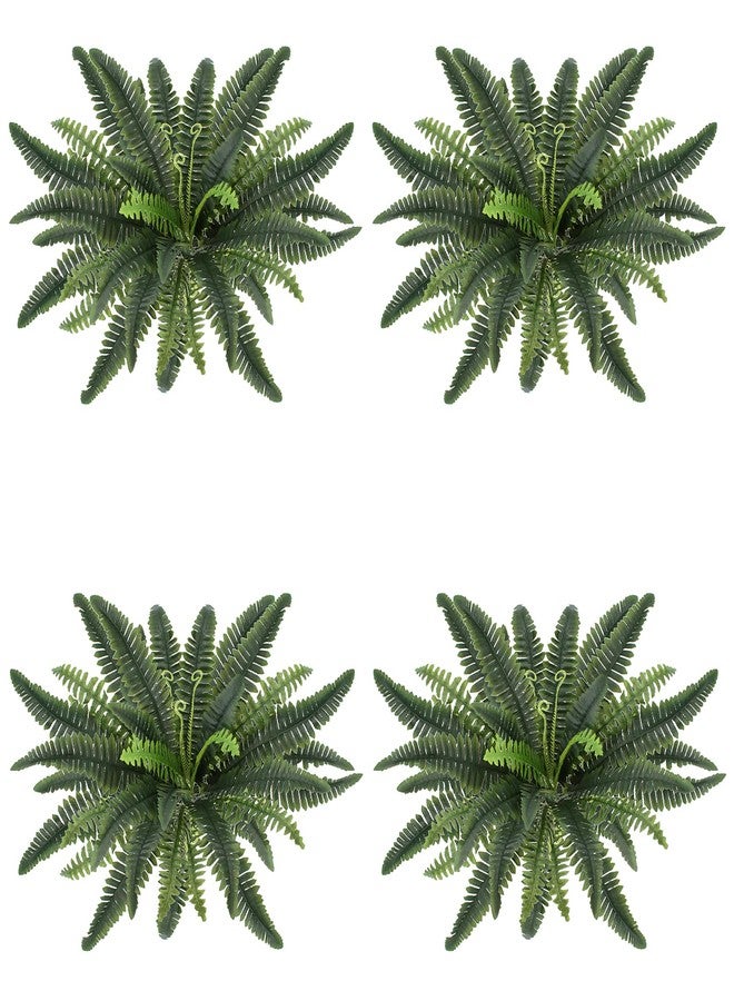 Coreland 32" Artificial Boston Ferns for Outdoors, Set of 4 Large Realistic Fake Fern Plants UV Resistant Bush Plants Faux Hanging Fern with 18 Branches for Porch Planter Patio Garden Home Decor - Image 1