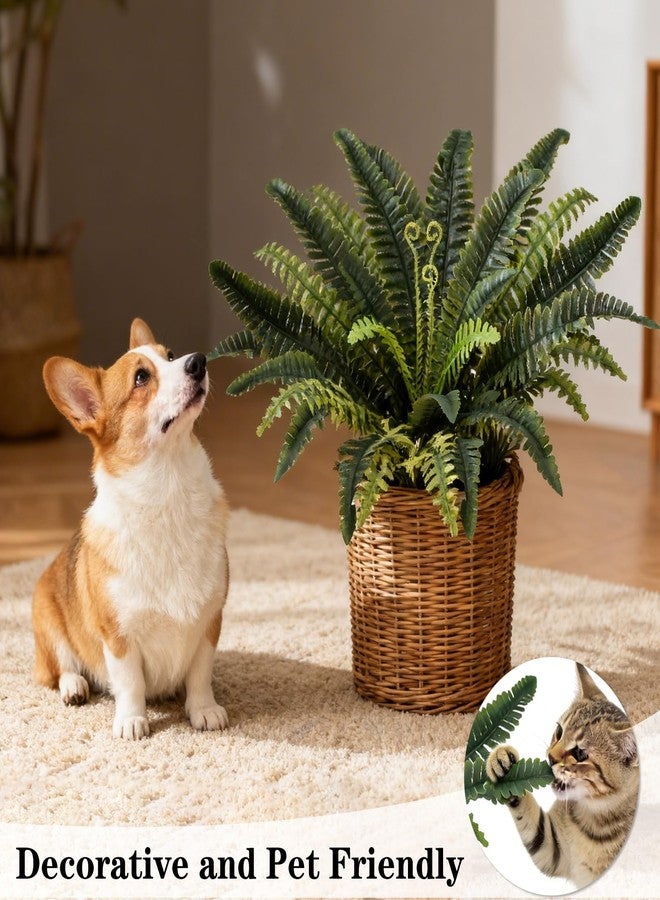 Coreland 32" Artificial Boston Ferns for Outdoors, Set of 4 Large Realistic Fake Fern Plants UV Resistant Bush Plants Faux Hanging Fern with 18 Branches for Porch Planter Patio Garden Home Decor - Image 5