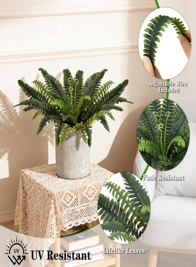Coreland 32" Artificial Boston Ferns for Outdoors, Set of 4 Large Realistic Fake Fern Plants UV Resistant Bush Plants Faux Hanging Fern with 18 Branches for Porch Planter Patio Garden Home Decor - Image 3