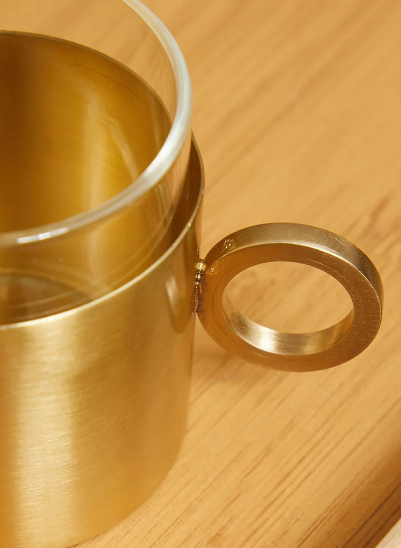 Zarina Set Of 6 Glass Espresso Cup In Gold Sleeve