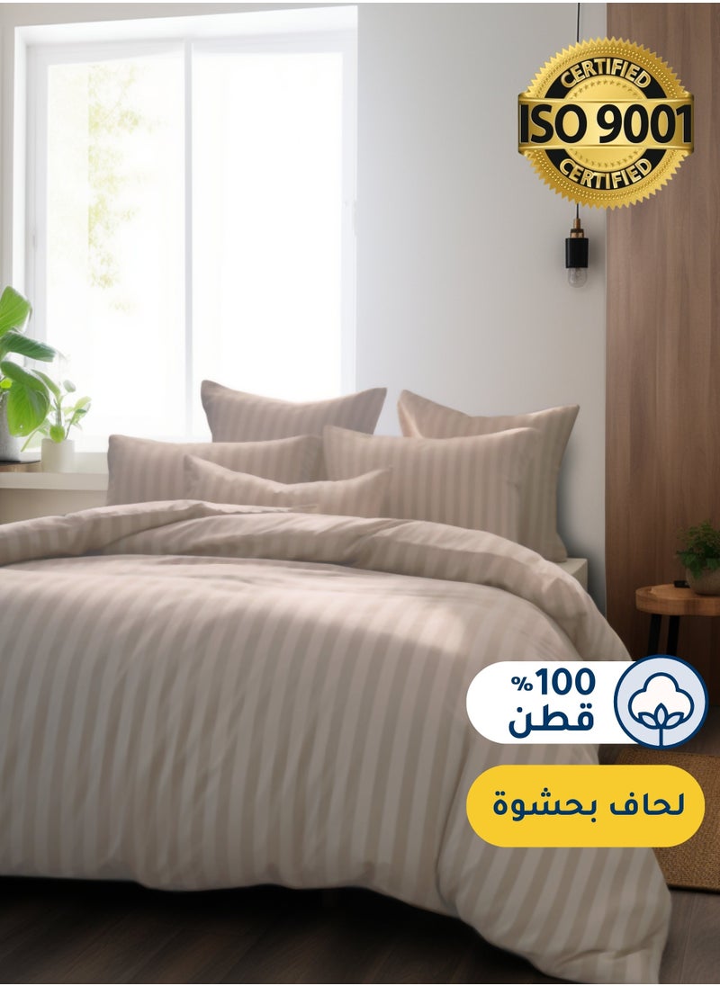 Cotton Hotel Comforter Sets, Fits 120 cm x 200 cm Size Bed, Duvet Filling Included, 5 Pcs Single Size, Hotel Stripe Pattern - pzsku/Z6C4BD4B7A1BD4CF7276DZ/45/_/1711152294/85f72e70-546a-42d0-8876-bf67890789a6