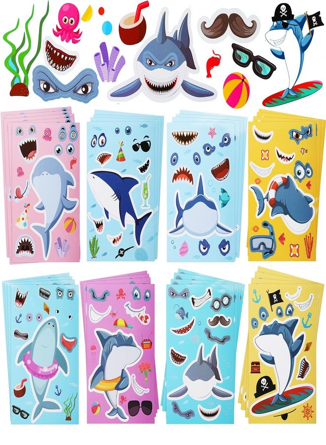 Cleverplay Make Your Own Shark Sticker, 24 Sheets, Shark Party Favors, Birthday Decorations - Image 1