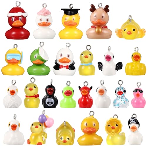 Misdary 25 Pcs Duck Resin Charms for Jewelry Making Colorful Charms Pendants Beads Pendant Ornaments for DIY Necklace Bracelet(Duck Style) - Image 1