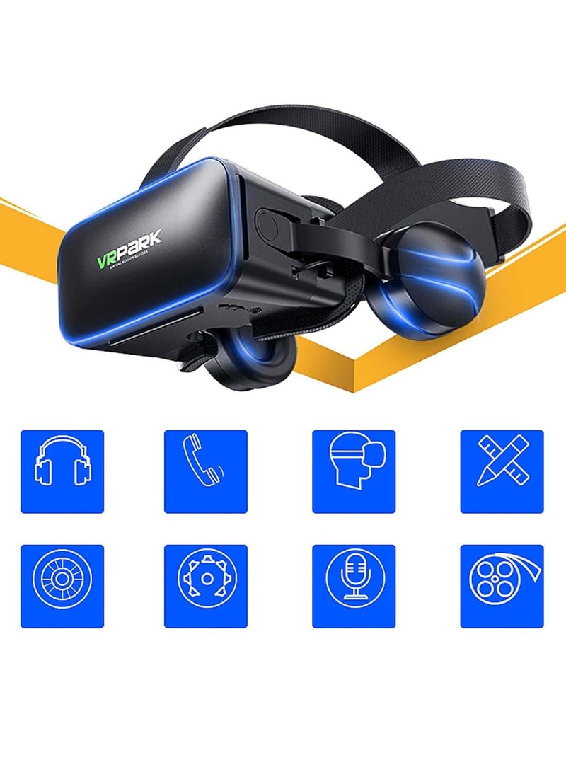 VR Headset Compatible/iOS/PC, Virtual Reality with Wireless Handle, VR Glasses for Immersive Games in 3D Movies with 360 Degree Panoramic Vision, for 3.5-6 Inch - Image 2