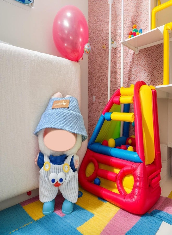 SHUOXUKE 17cm (6.7") Doll Clothes Set - 4PCS Boy Outfit with White Overalls, T-Shirt, Bucket Hat & Shoes | Soft Plush Doll Accessories | Fit for Young People (Doll Not Included) - Image 3
