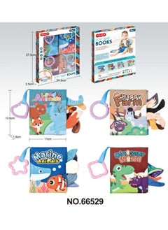 Generic Kidsren's Tail Cloth Book Educational Toy Book Unbreakable Baby Cloth Book Ringing Paper Enlightenment Book Early Education Toys-Color:Cloth Book Set (4 Books)  - Image 1