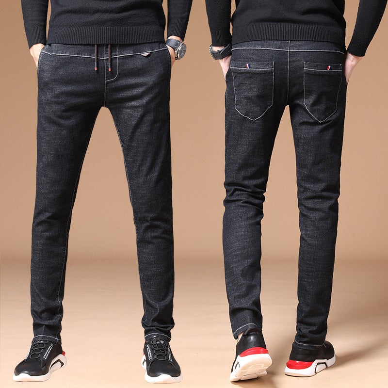 Autumn 2019 New Motorcycle Jeans Men'S Large Size Casual Washed Stretch Korean Slim-Fit Men'S Pants - Image 3