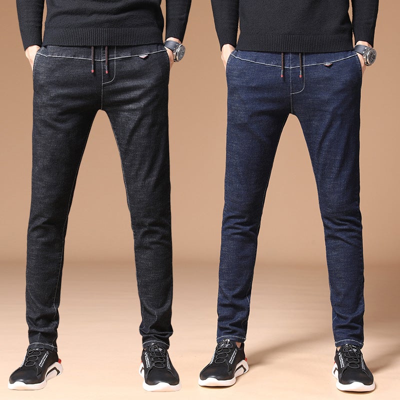 Autumn 2019 New Motorcycle Jeans Men'S Large Size Casual Washed Stretch Korean Slim-Fit Men'S Pants - Image 2