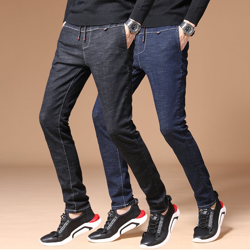 Autumn 2019 New Motorcycle Jeans Men'S Large Size Casual Washed Stretch Korean Slim-Fit Men'S Pants - Image 4