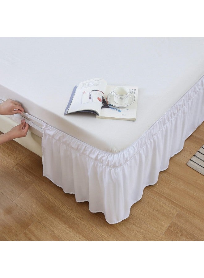 MEILA MEILA Wrap Around Bed Skirt Three Fabric Sides Elastic Dust Ruffled 16 Inch Tailored Drop,Easy to Install Fade Resistant-White, Queen/King - Image 3