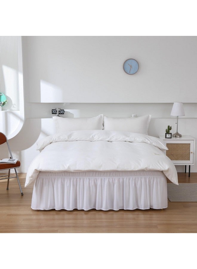 MEILA MEILA Wrap Around Bed Skirt Three Fabric Sides Elastic Dust Ruffled 16 Inch Tailored Drop,Easy to Install Fade Resistant-White, Queen/King - Image 4