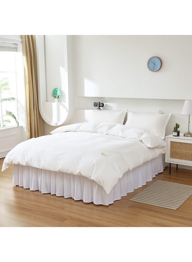 MEILA MEILA Wrap Around Bed Skirt Three Fabric Sides Elastic Dust Ruffled 16 Inch Tailored Drop,Easy to Install Fade Resistant-White, Queen/King - Image 5