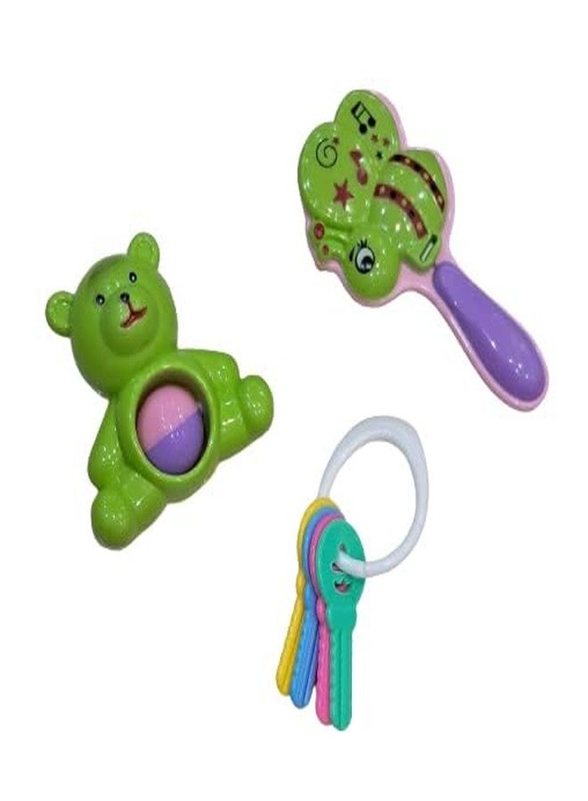 Shyam Creation 3 Pcs Rattles Cum Teether Toys Set for Babies, Non-Toxic Random Design Rattle Set with Smooth Edges - Image 3
