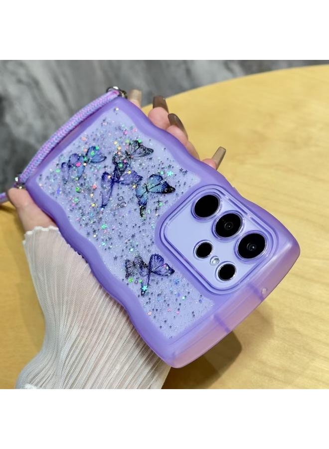 اس-توب جراب لهاتف Samsung Galaxy S24 Ultra 5G Crossbody Wave Edge Butterfly TPU - Image 3