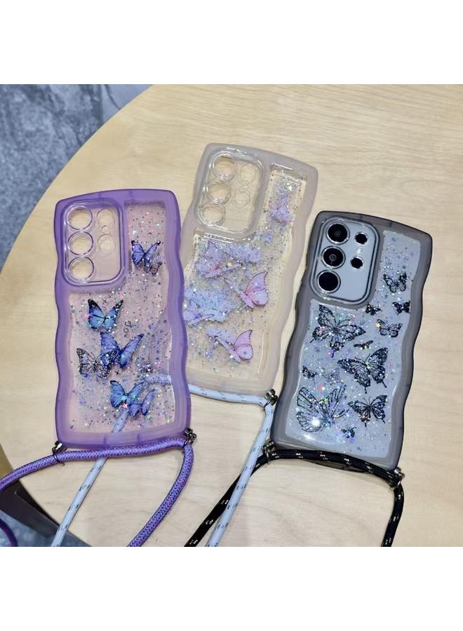 اس-توب جراب لهاتف Samsung Galaxy S24 Ultra 5G Crossbody Wave Edge Butterfly TPU - Image 2