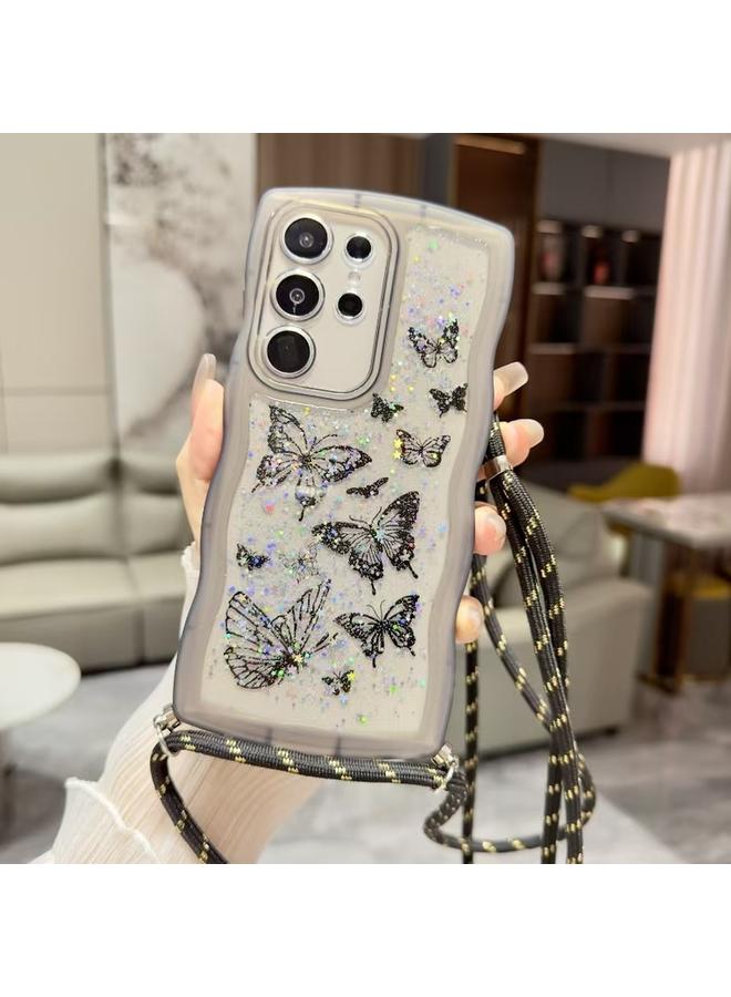 اس-توب جراب لهاتف Samsung Galaxy S24 Ultra 5G Crossbody Wave Edge Butterfly TPU - Image 1
