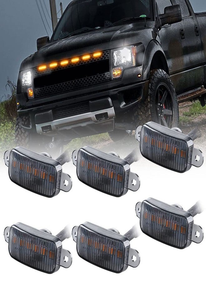 Sidaqi 6LED 18W Amber Car Front Grille Warning Lights Amber Daytime Running Lights DRL Front Bumper Cover Lamp Fit for SUV Fo-rd F-150 Raptor 2014-2020 Waterproof - Image 1