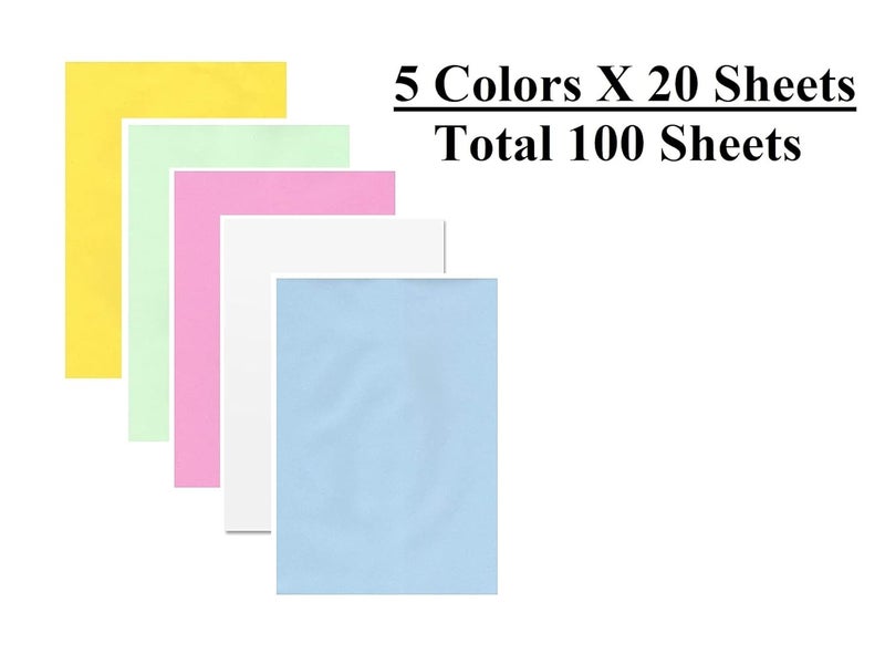 Ci - Copier Paper Sheet Paper For Copy & Multipurpose Paper 75 Gsm, A4, 100 Sheets | Sheet For Project / Assignment (Mix (5 Color) Each Color 20 Sheets ) White, Pink, Blue, Yellow And Green Color - Image 3