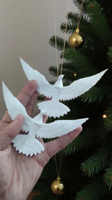 CERO ® 3D Printed Friendship Doves – Home Alone 2 from Mr. Duncan Toystore Christmas Ornament Set (Pair of Doves) – A Heartfelt Gift for Someone Special (White PLA Plastic) V.A.09.25 - Image 1